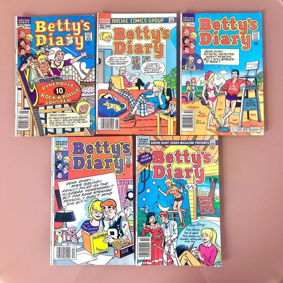 Vintage Archie Comics Betty's Diary Series 1985 - 1990 LOT of 5 - Single Owner - Picture 1 of 7